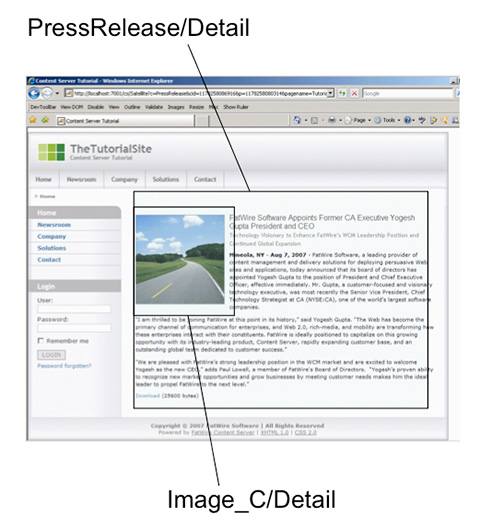 Figura 4 - Il risultato ottenuto selezionando il template PressRelease.