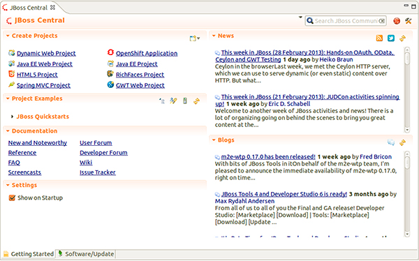 Figura 2 - JBoss Central.