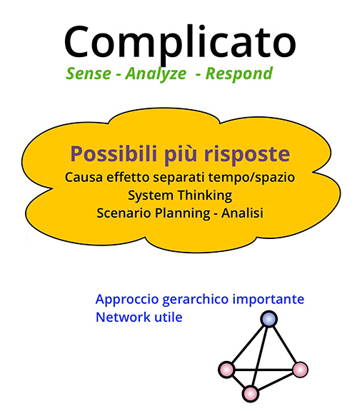 Figura 4 - Il sistema complicato: in questo caso agire per best practice è la soluzione migliore. La comunicazione dall’alto è utile come quella del network.