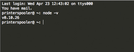 Figura 4 - Verifichiamo che node sia installato correttamente, controllandone la versione.
