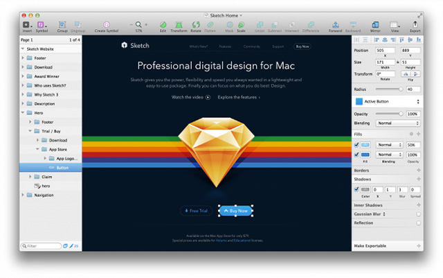 Figura 2 - Sketch 3, un’applicazione di grafica vettoriale per Mac OS X.