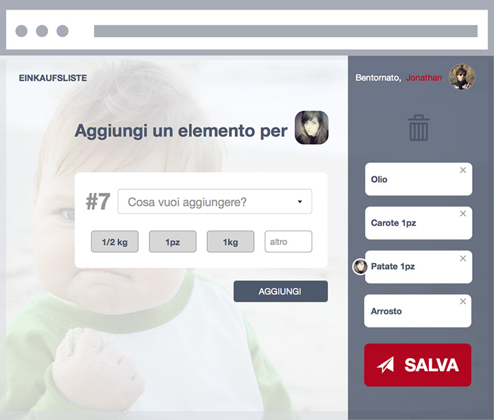 Figura 12 - Un elemento aggiunto da un altro utente viene “marcato” dall’avatar dell’utente che lo ha aggiunto.