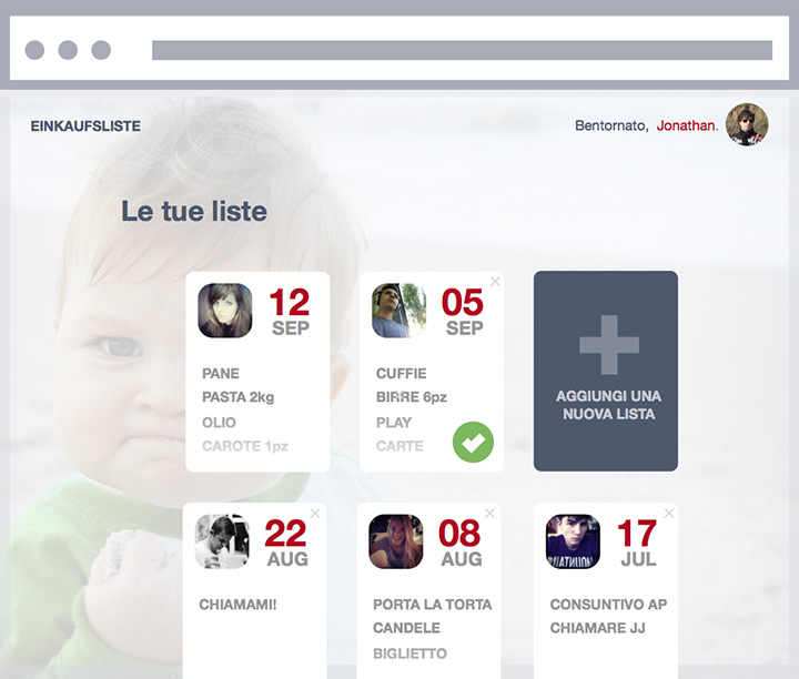 Figura 13 - La pagina con l’elenco di tutte le liste della spesa.