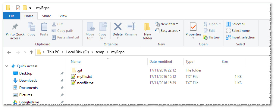 Figura 1 - La dotfolder .git: nei sistemi Windows è nascosta, quindi occorre rendere visibili le cartelle nascoste.
