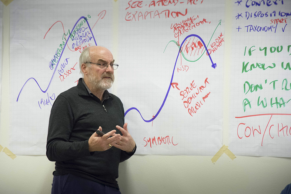 Dave Snowden durante il keynote conclusivo.