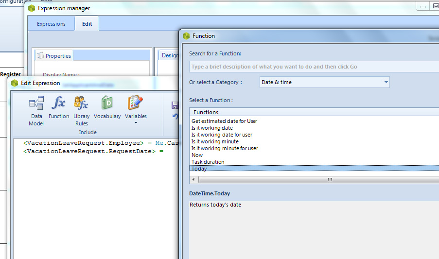 Activity Action: assegnazione funzione Today ad attributo.