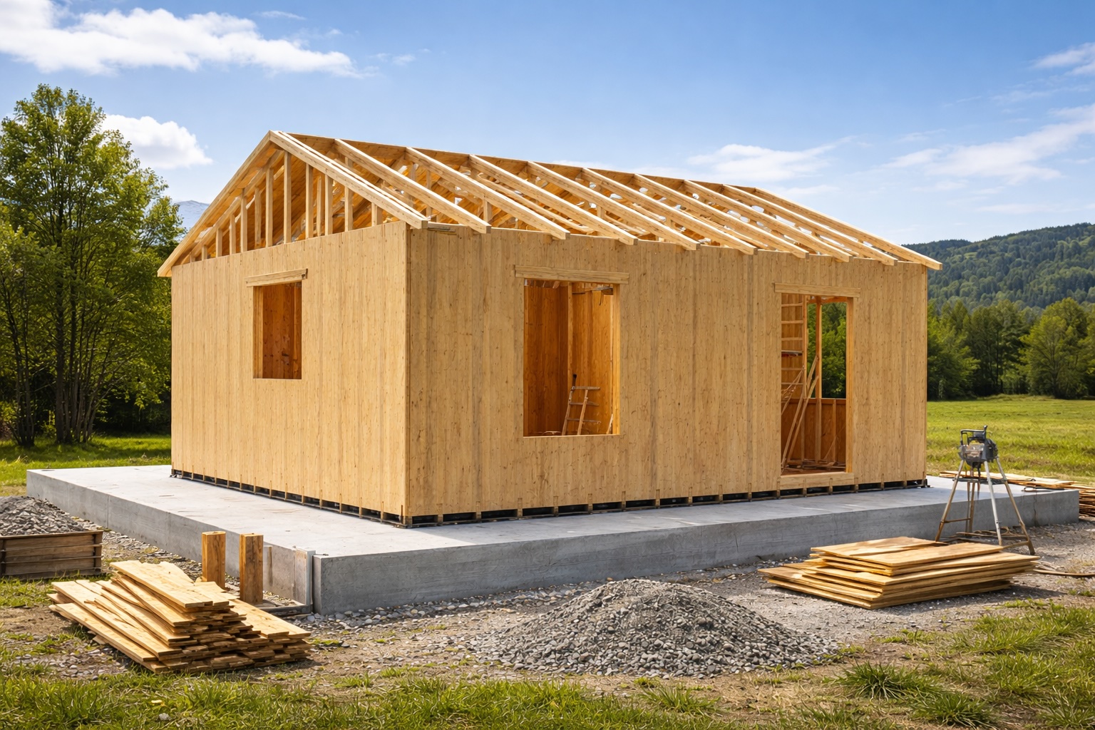 Figura 2 – Una “robusta” casa in legno, anche se non è terminata, ci trasmette subito l’idea di solidità e protezione.