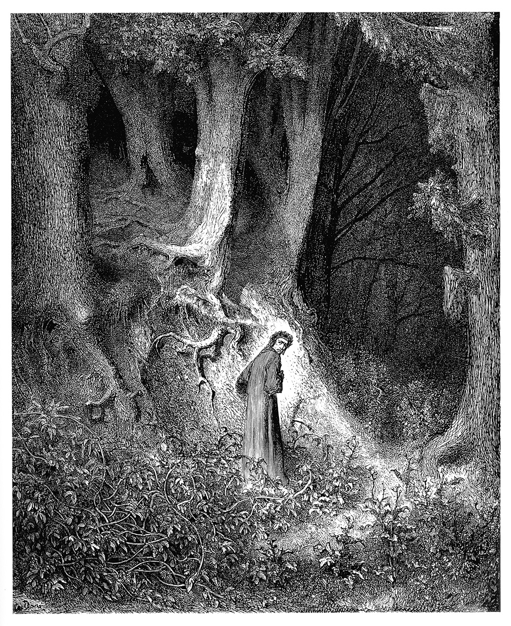 I primi versi dell’Inferno dantesco nell’illustrazione di Gustave Doré del 1861.