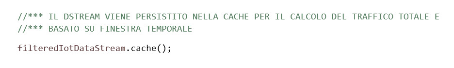 Figura 13 - DStream definitivo persistito nella cache.