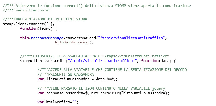 Codifica e configurazione del client STOMP.