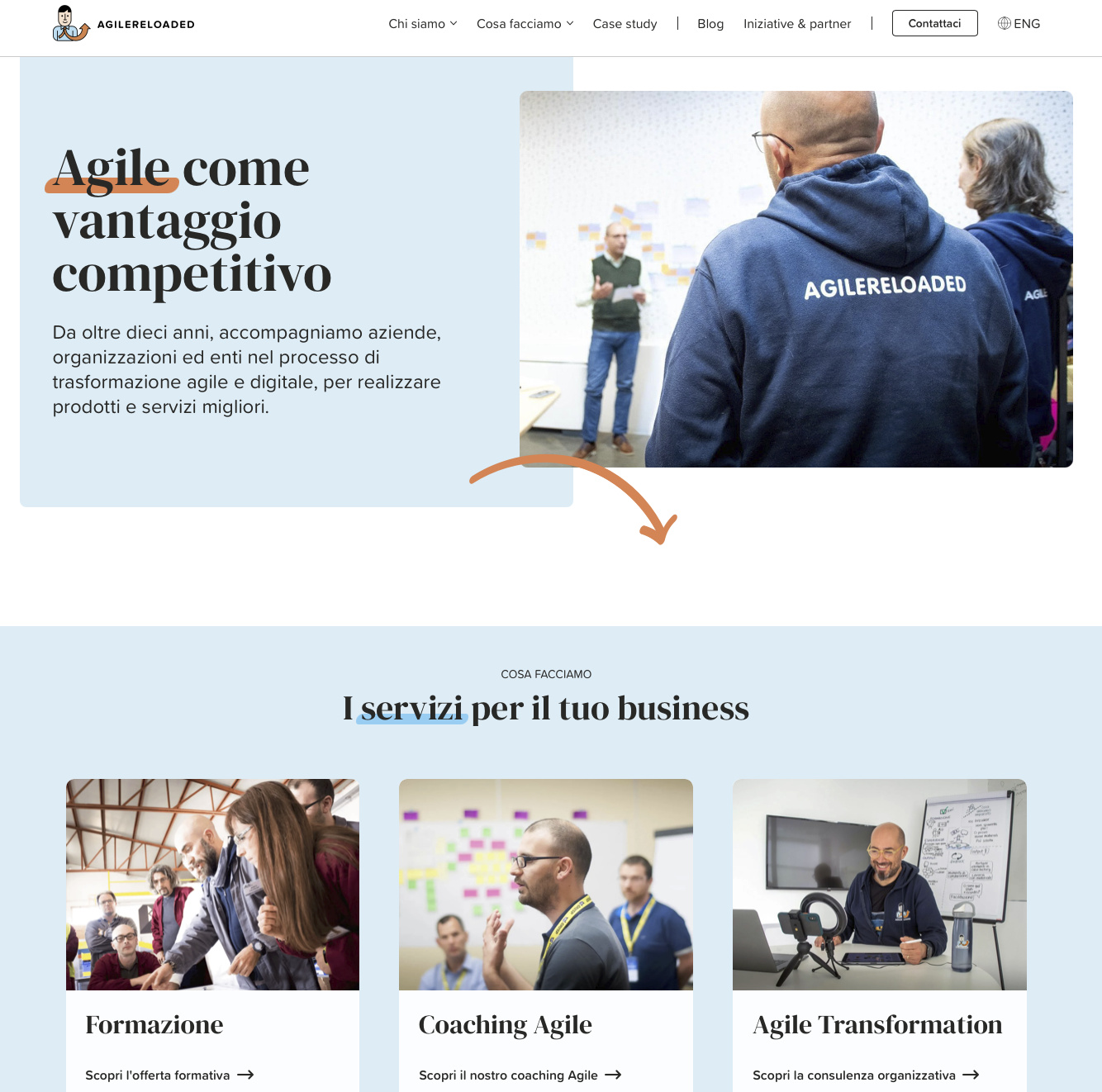 La tipica homepage di un sito pensato per utenti umani