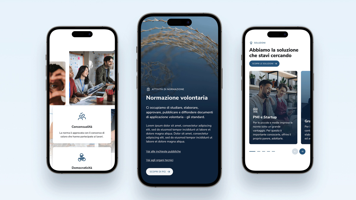 Il sito uni.com: diverse schermate